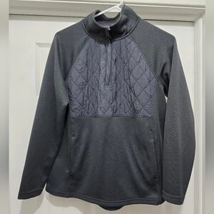 Avia Womens Dark Gray Quilted-Panel Half-Zip Performance Pullover